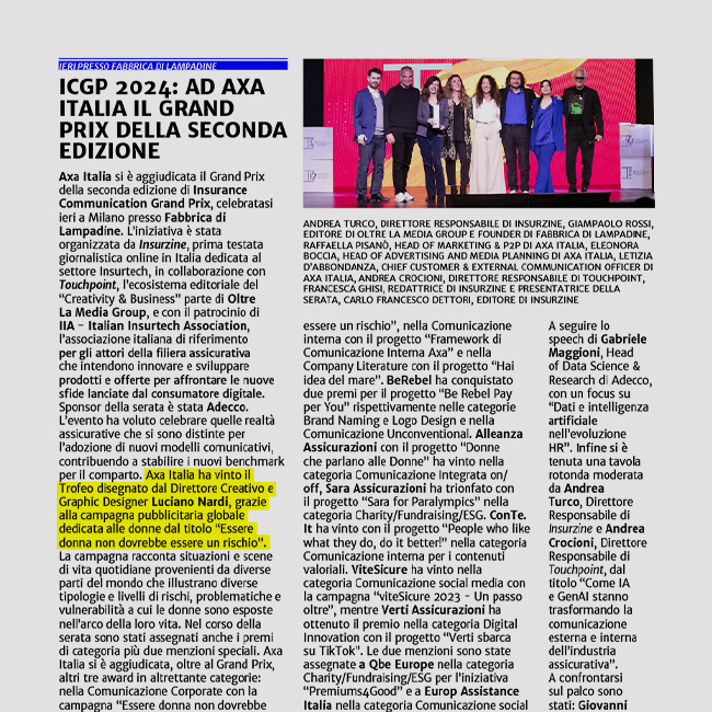 ICGP 2024: Ad AXA Italia il Grand Prix della seconda edizione.